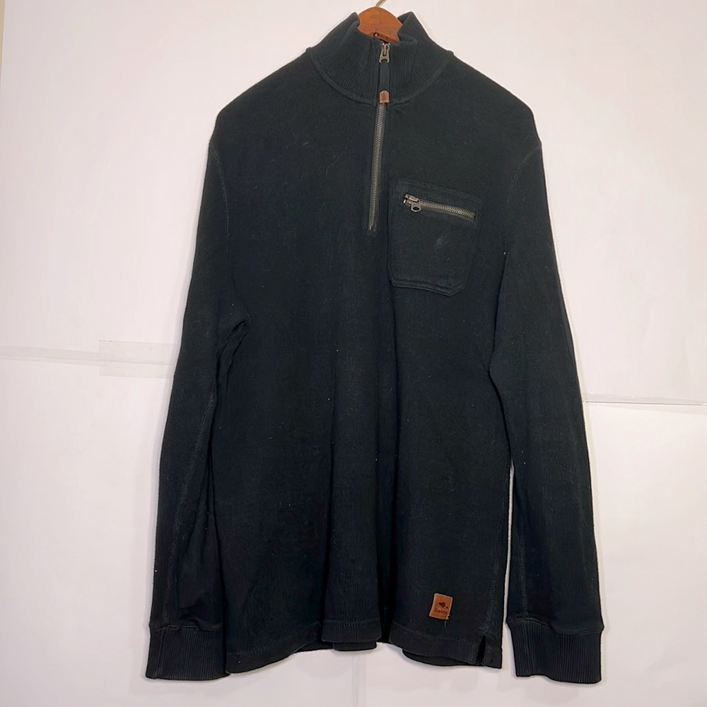 Roots Men’s Black Quarter Zip Sweater Size Large